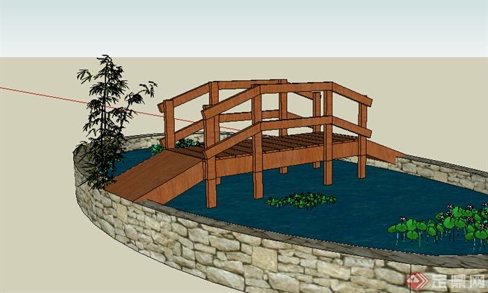 某个园林景观园桥设计模型素材
