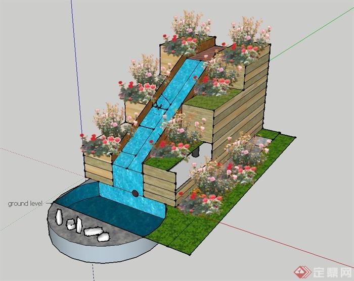 某水景花台组合景观设计su模型