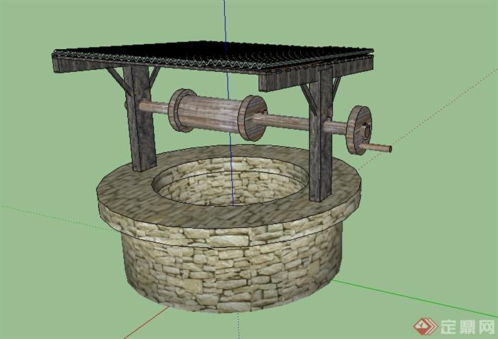 某中式水井设计su模型素材