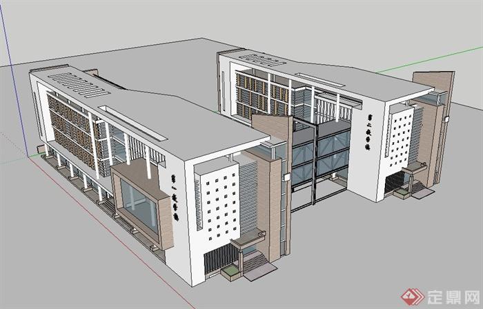 大学教学楼建筑su精致设计模型