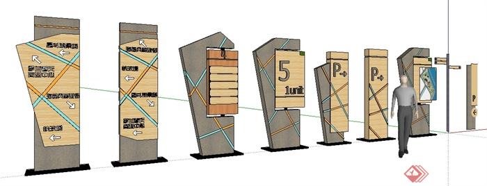 9款现代风格景观标识标牌指示牌su模型,每个模型都设计精美细致,细节