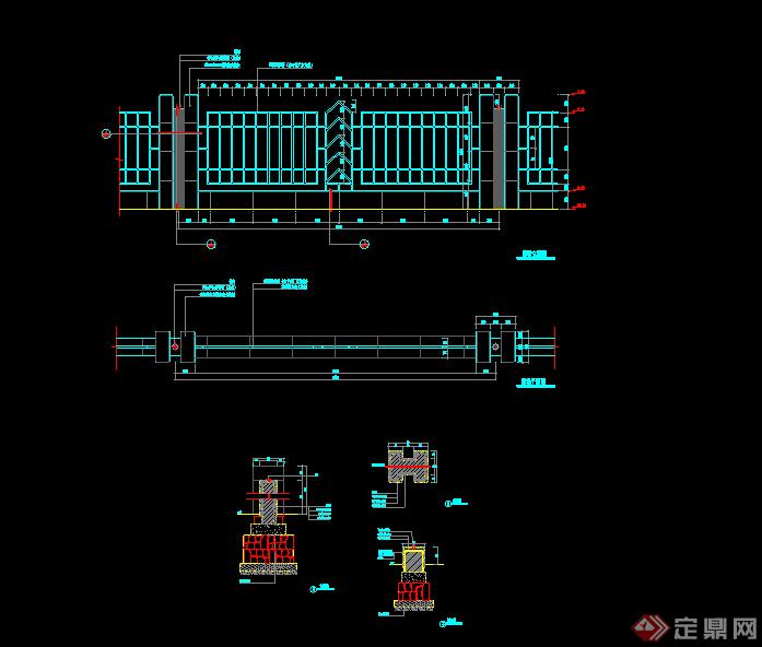 某园林围墙扩初图设计cad图纸参考