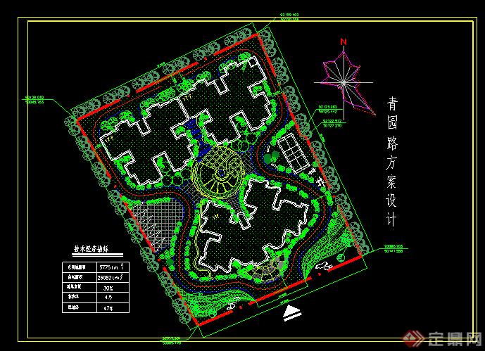 某现代花园住宅小区总图设计平面图方案(dwg格式)