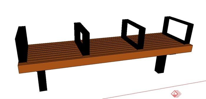 某公园木质坐凳设计模型素材