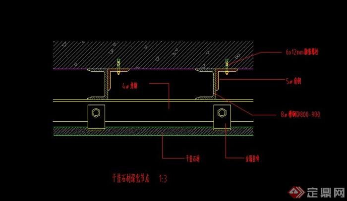 某建筑墙体干挂石材设计cad施工图