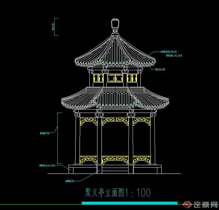 某单围重檐八角亭设计施工图