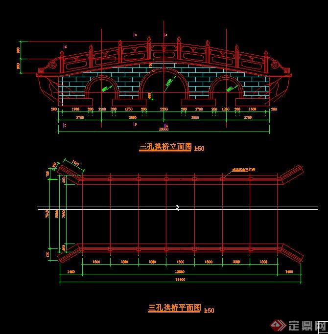 某跨度为44m斜腿刚架拱桥设计图纸