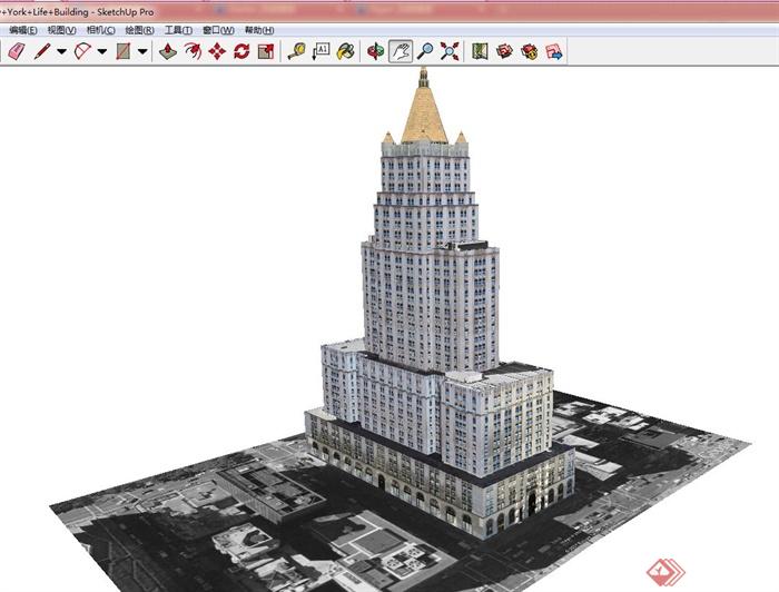 某欧式塔状型多台办公建筑设计su模型