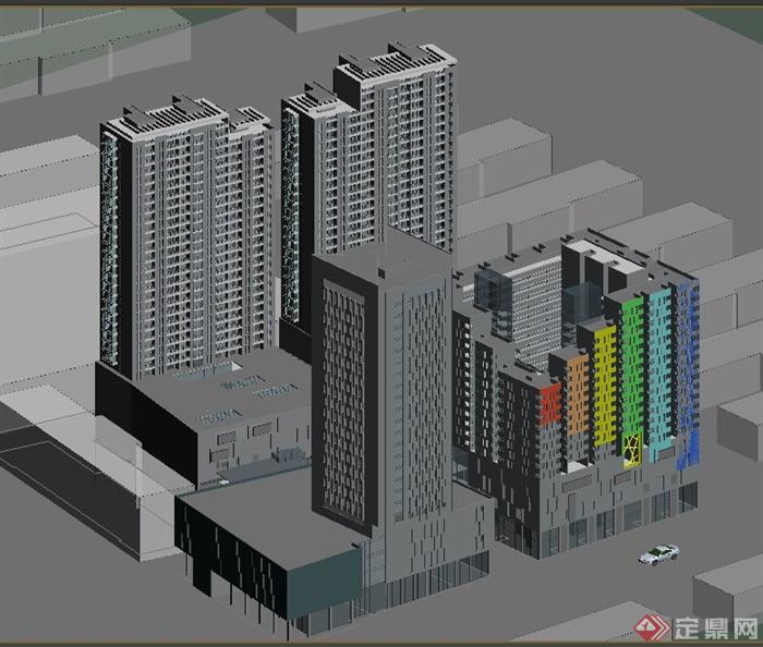 某商务中心建筑设计3dmax模型(附效果图)