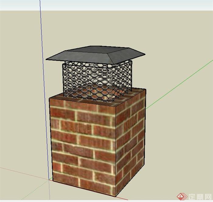 某砖砌方形烟囱设计SU模型