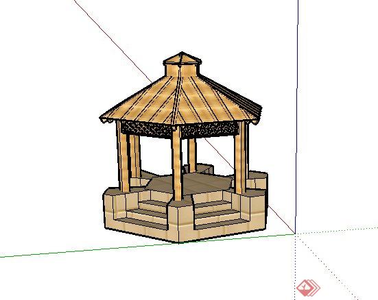 某景观节点六角亭设计su模型