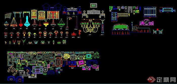 室内家具,灯具设计cad图块