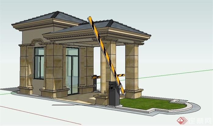 新古典风格门卫室建筑设计su模型