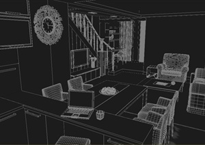 现代住宅空间客厅装修设计3dmax模型