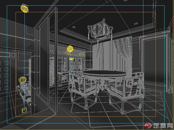 古典中式住宅客厅餐厅室内设计3dmax模型