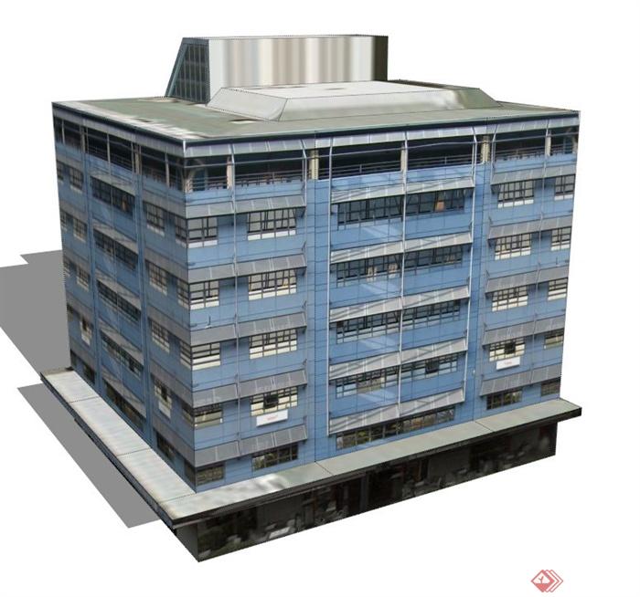 一栋公寓住宅楼建筑设计SU模型