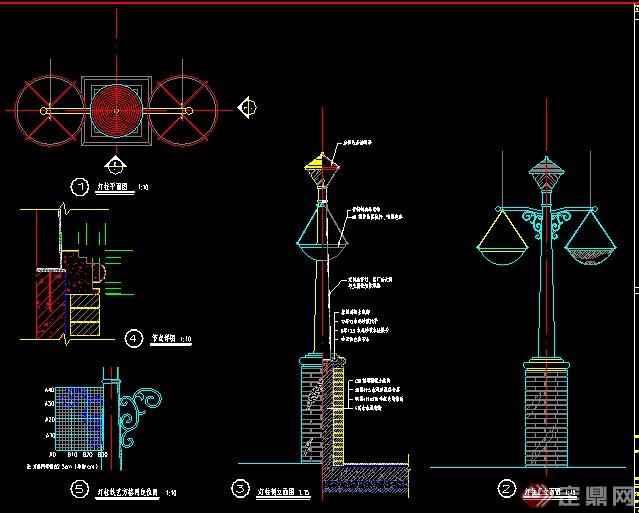 两款花架及景观灯施工图