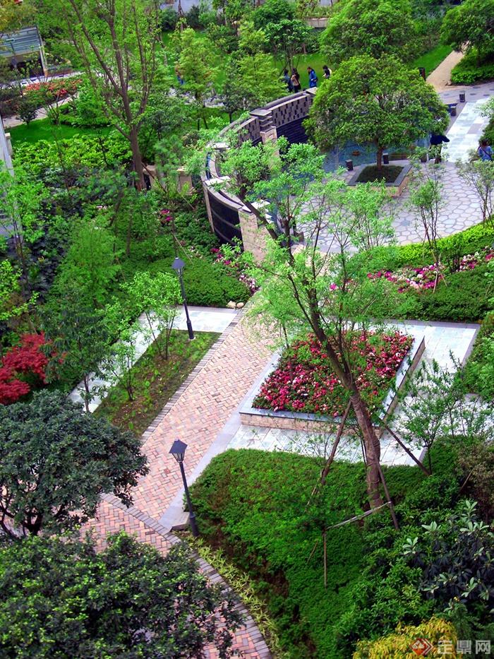 花池,庭院灯,景墙,树池,住宅景观