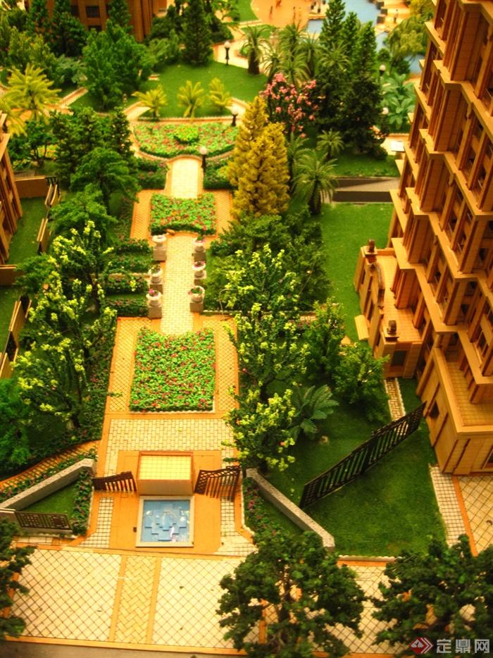 新古典风格小区景观实景图-沙盘模型住宅景观
