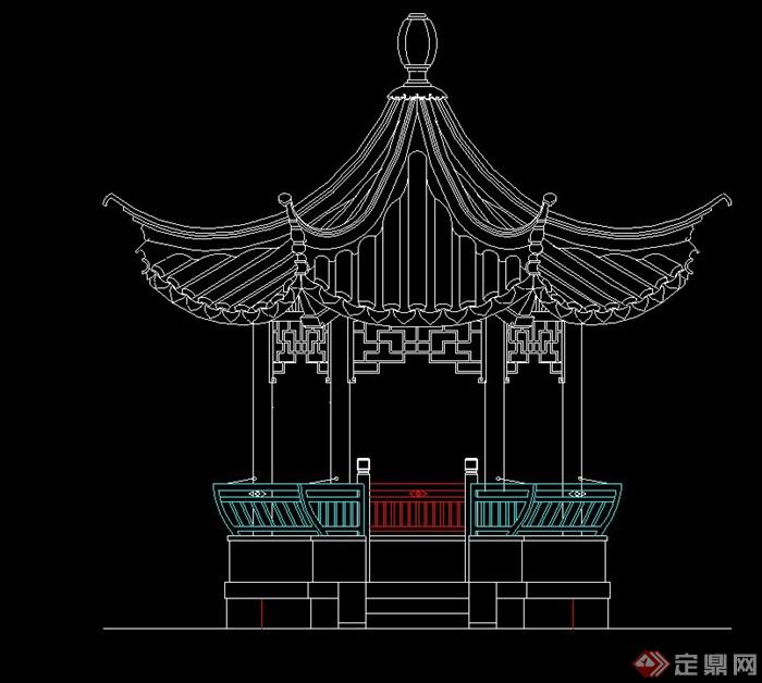 古典中式风格六角亭设计cad施工图