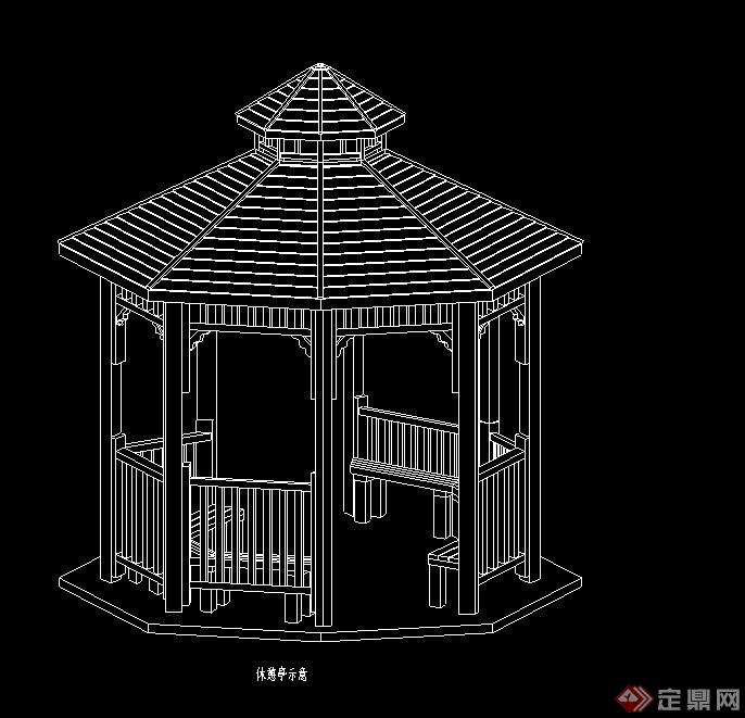 某八角休息凉亭设计cad施工图