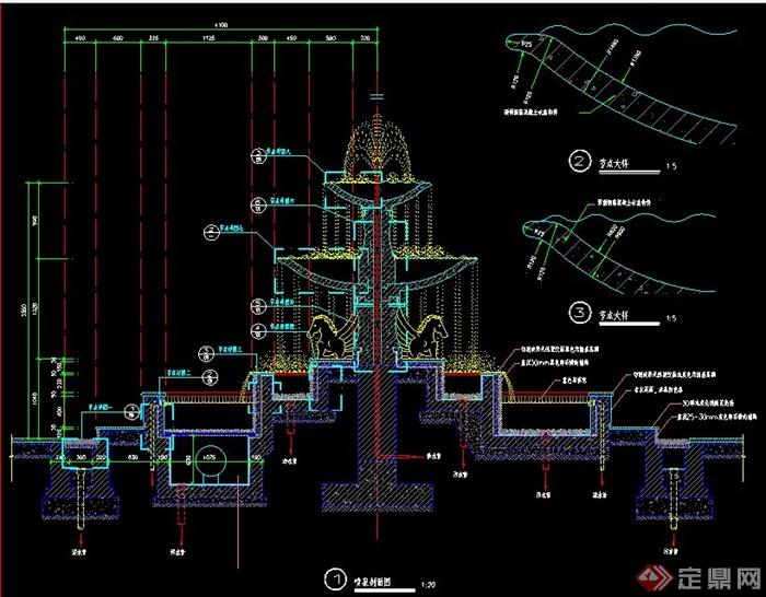 某跌水喷泉水景施工图