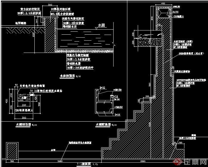 现代风格跌水景墙施工图