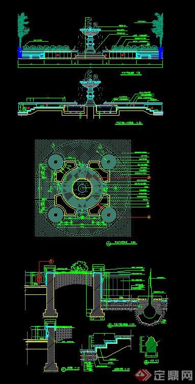 欧式喷泉广场设计cad施工图