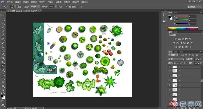 绿化景观植物ps彩平素材