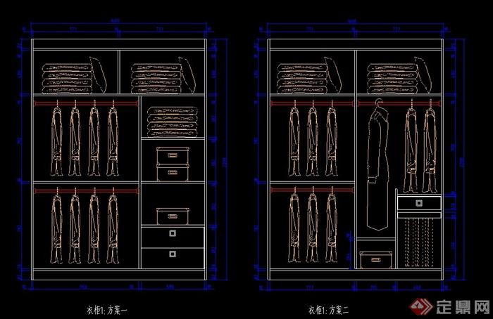 多款大衣柜设计cad方案图