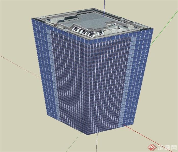 现代某高层菱形办公建筑设计su模型