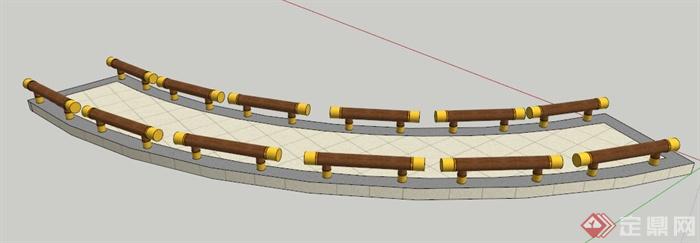弧形平桥设计su模型