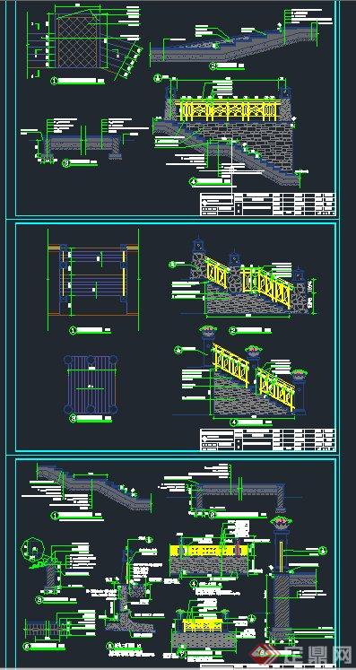 园林景观台阶和挡土墙设计cad施工图