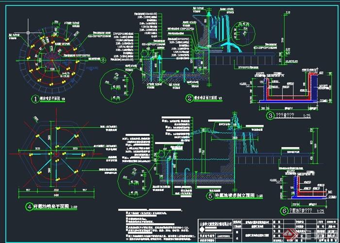 鲤鱼喷泉水景设计cad施工图