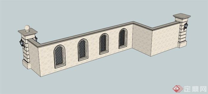 特色围墙设计su模型