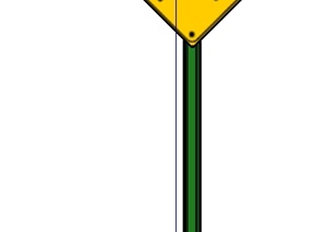 一块湿滑路面标志牌SU(草图大师)模型
