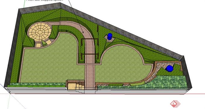 某小型庭院花园模型设计SU素材(1)