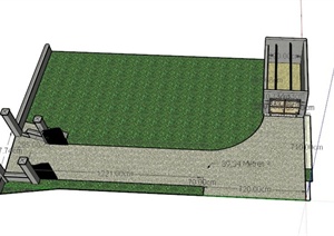 某私家庭院前院景观设计SU(草图大师)模型