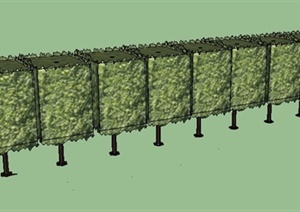 一排园林景观树SU(草图大师)模型