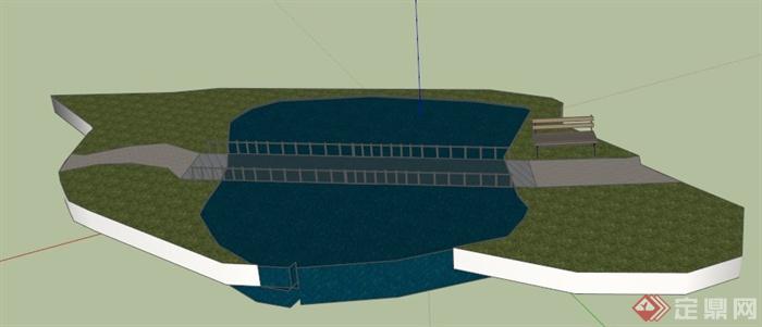 某公园湖景设计SU模型(1)