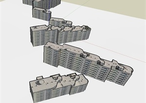 多栋住宅楼建筑设计SU(草图大师)模型