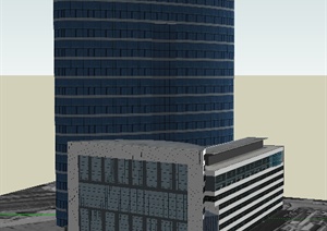 某现代多层商业建筑设计方案SU(草图大师)模型