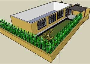 某现代庭院景观设计方案SU(草图大师)模型
