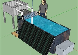 某现代生态滤水系统设备SU(草图大师)模型