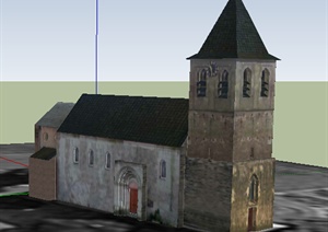 某欧式风格教堂建筑设计方案SU(草图大师)模型