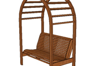 现代风格木质廊架座椅设计SU(草图大师)模型