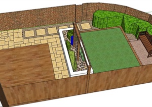 某住宅庭院花园景观设计整体SU(草图大师)模型