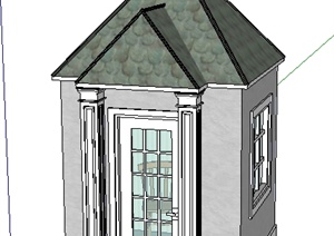 某英式风格门卫室、保卫室建筑设计SU(草图大师)模型