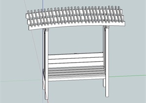 某花园廊架座椅设计SU(草图大师)白模