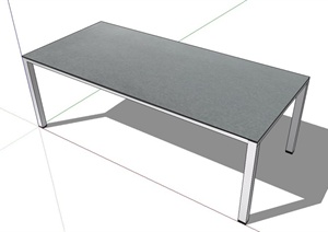 一张室内长桌设计SU(草图大师)模型